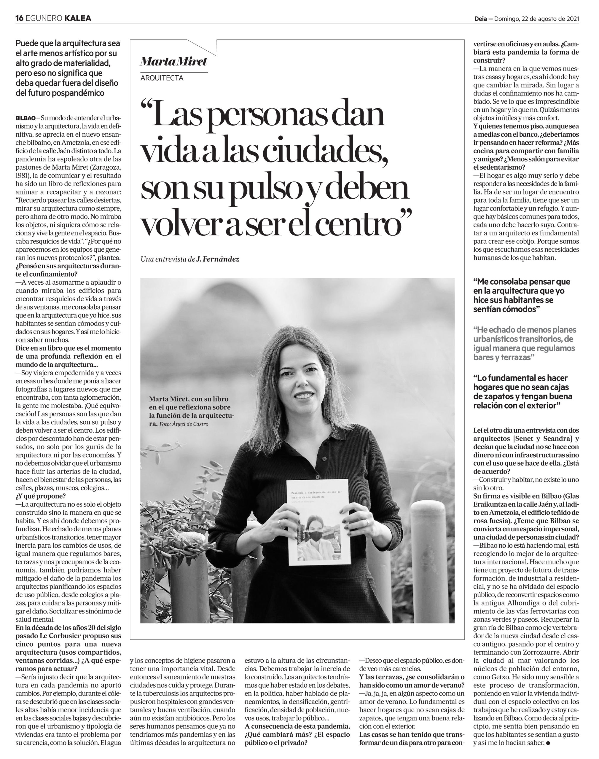 Entrevista arquitecta Marta Miret en Deia